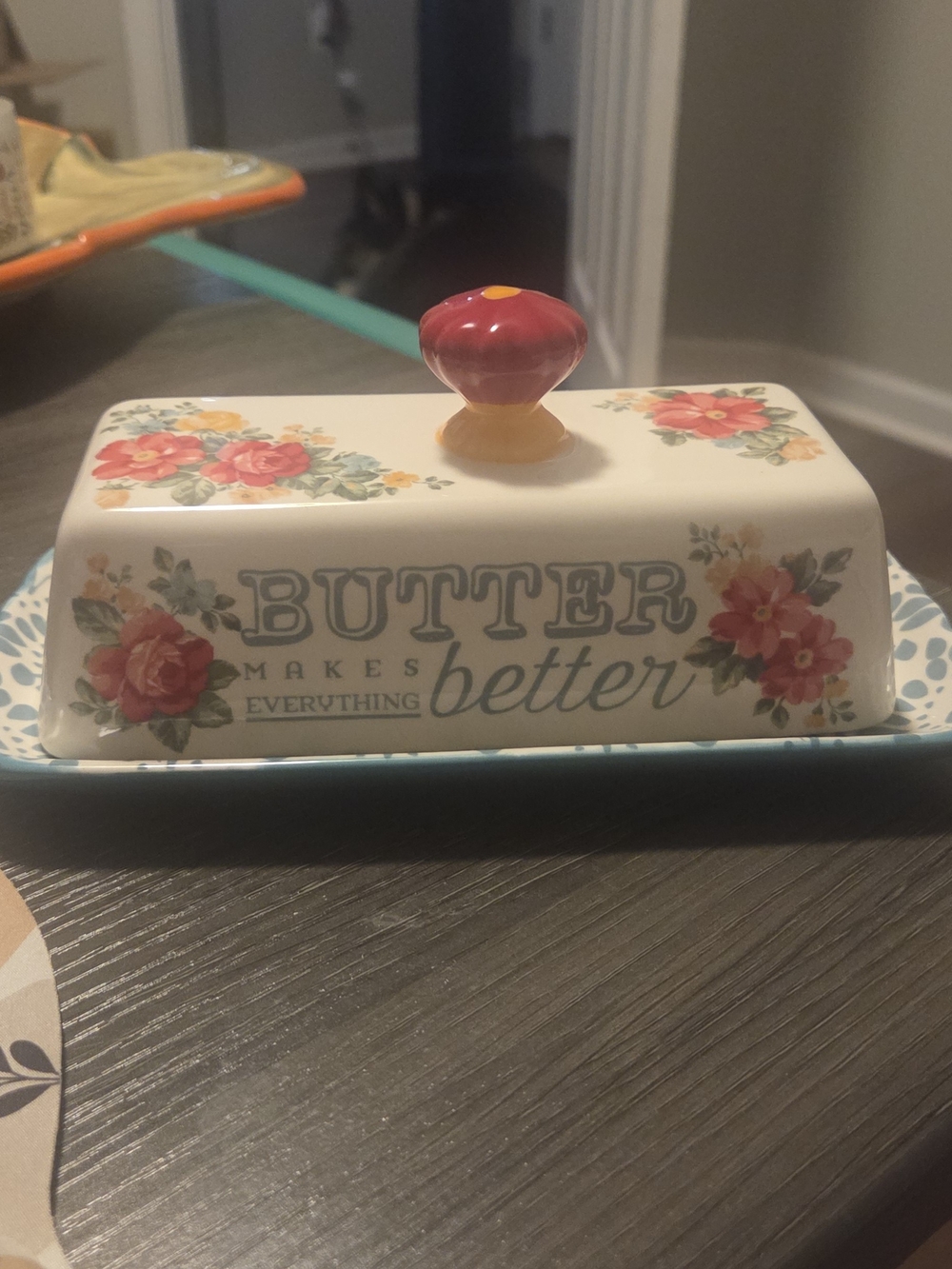 Butter Makes Everything Better Floral Butter Dish - Floral Pioneer Woman Ceramic